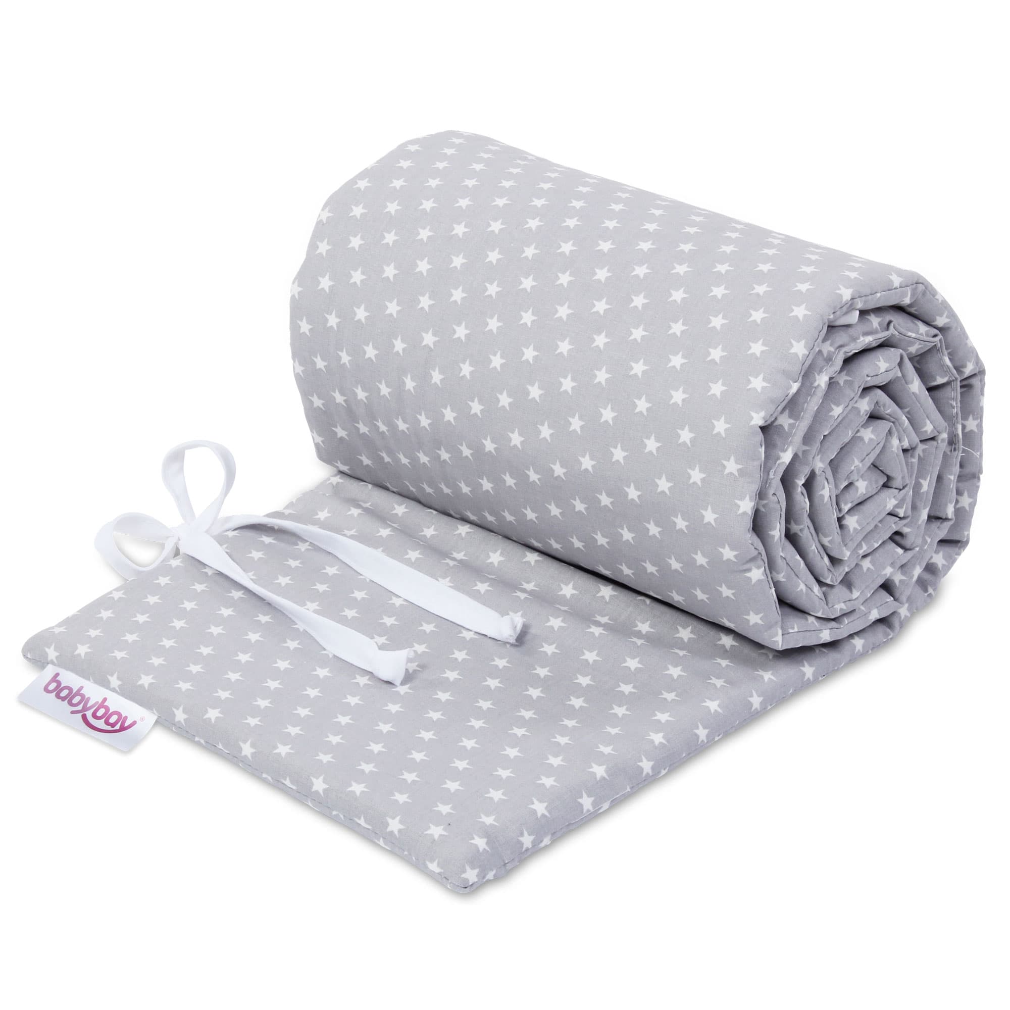Nido Algodón Orgánico gris claro estrellas blanco (Midi)