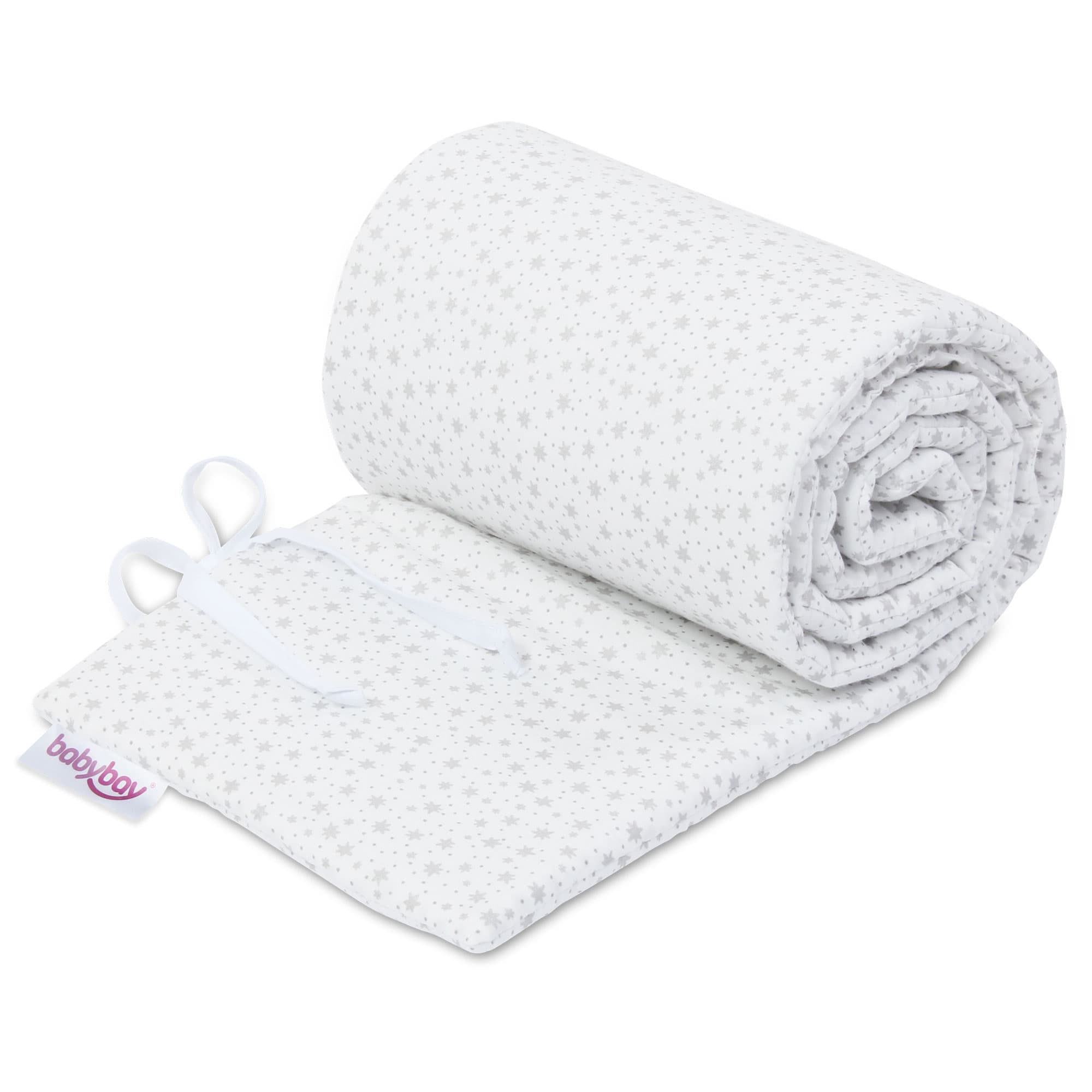 Nido Algodón Orgánico blanco estrellas brillantes plata (Maxi y Boxspring)