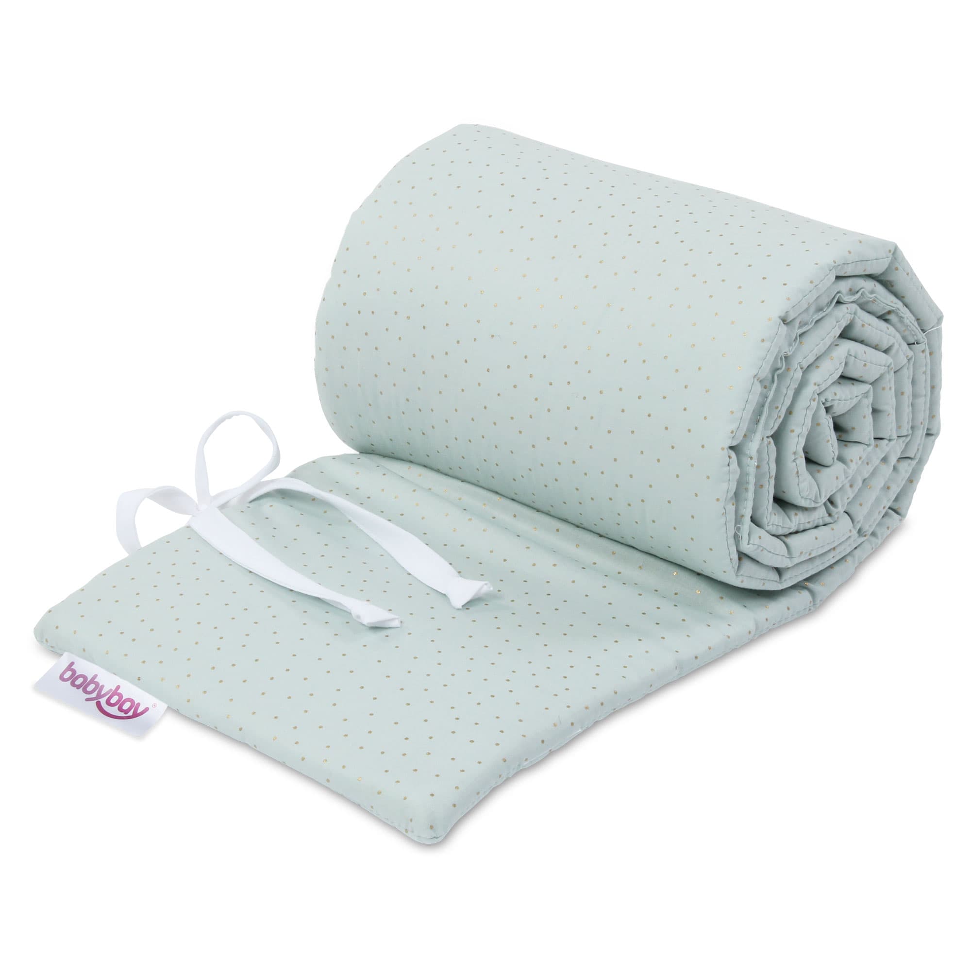 Nido Algodón Orgánico Royal menta puntos brillantes oro (Boxspring XXL)