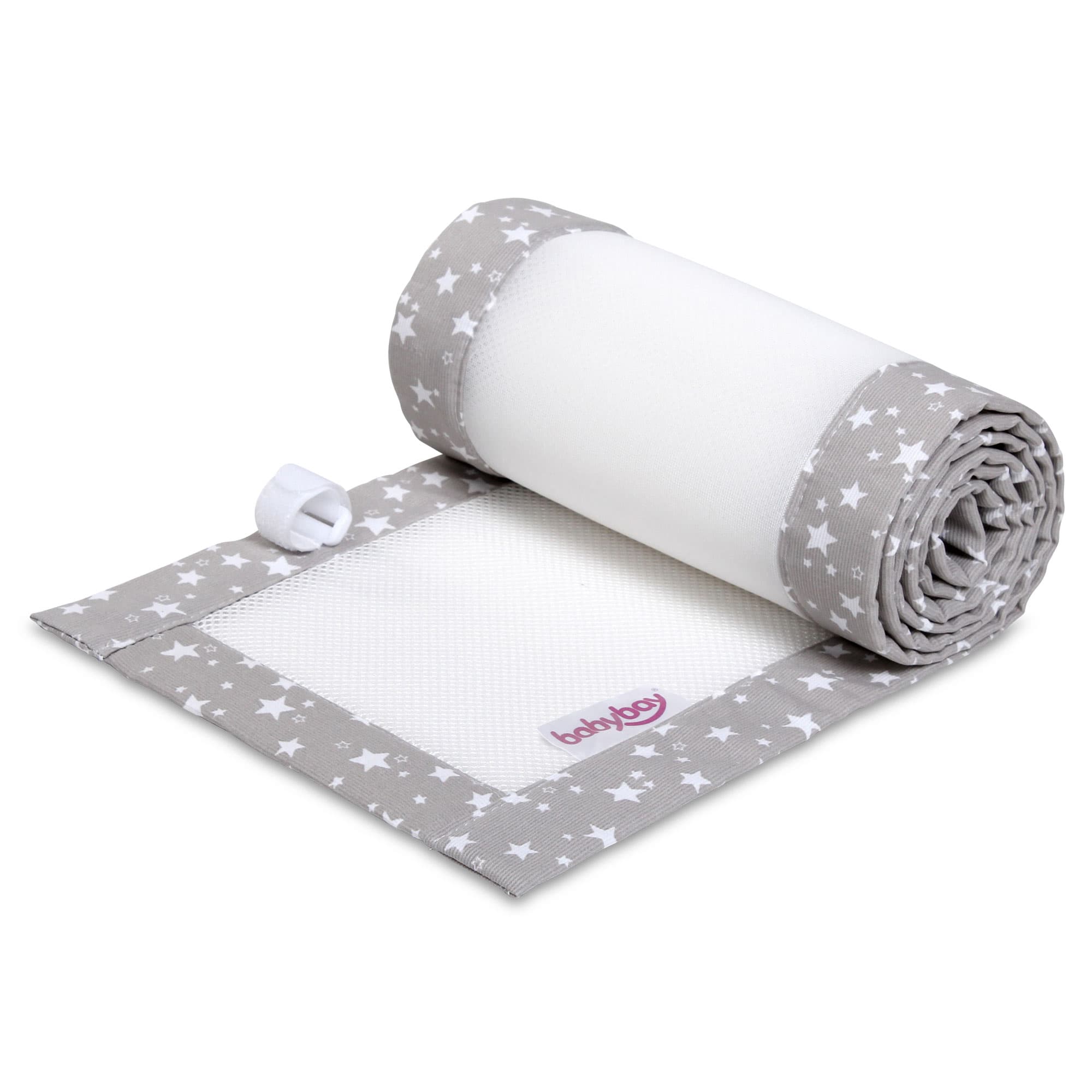 Nido Piqué 3D Mesh gris perla estrellas blanco (Boxspring XXL)