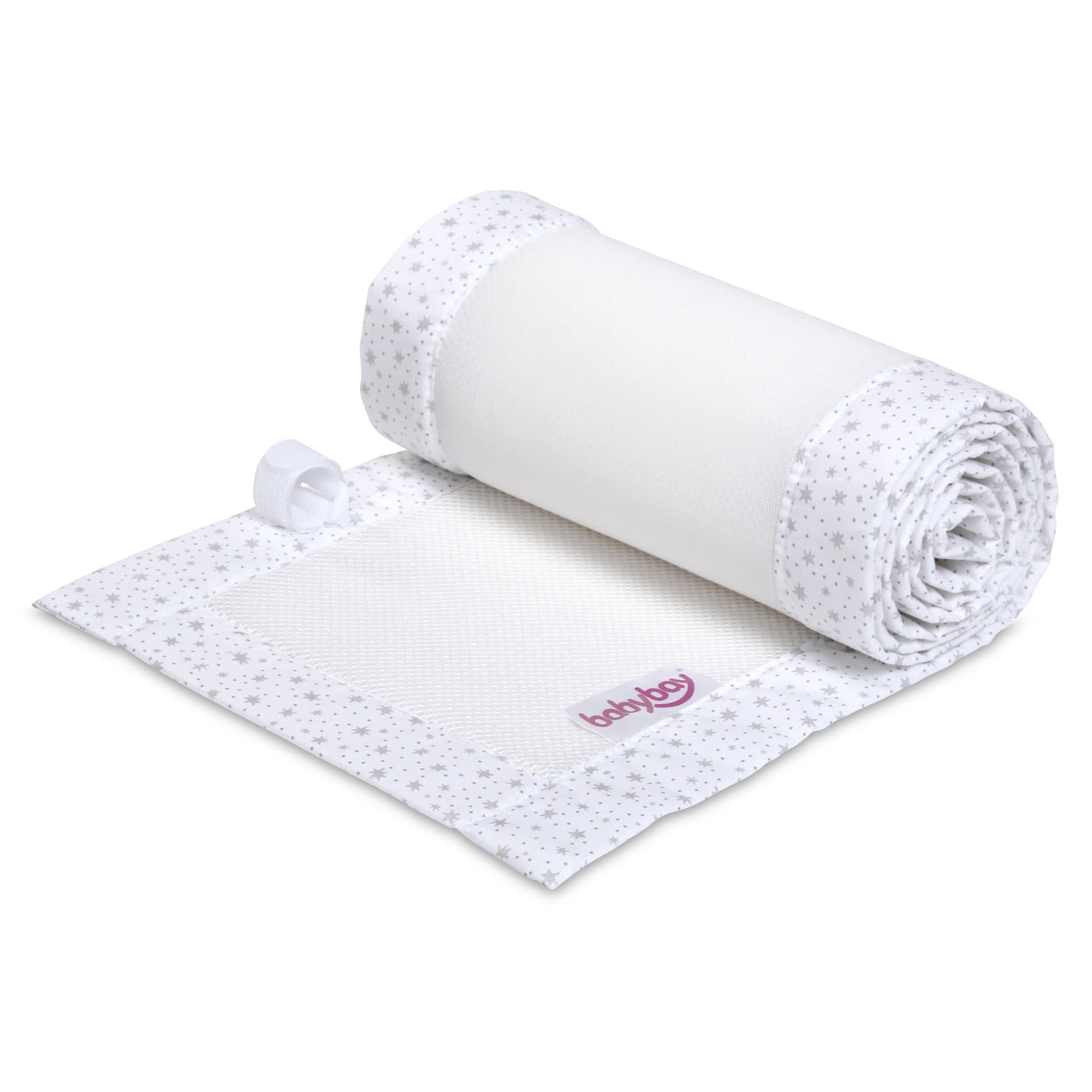 Nido 3D Mesh Algodón Orgánico blanco estrellas brillantes plata (Boxspring XXL)