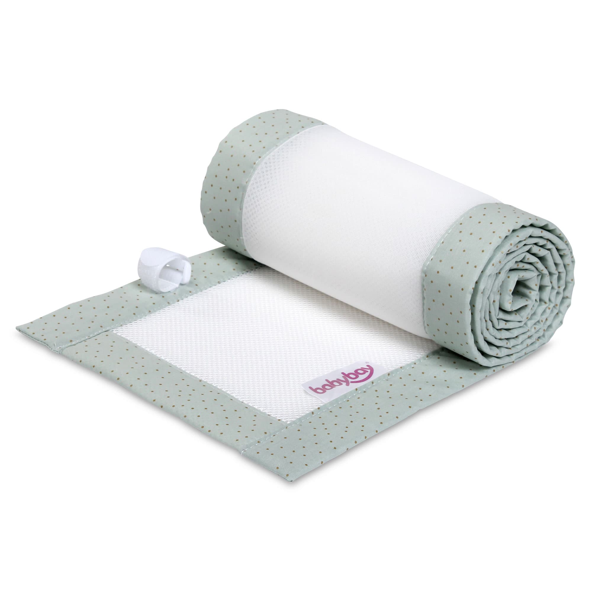 Nido 3D Mesh Algodón Orgánico Royal menta puntos brillantes oro (Maxi y Boxspring)