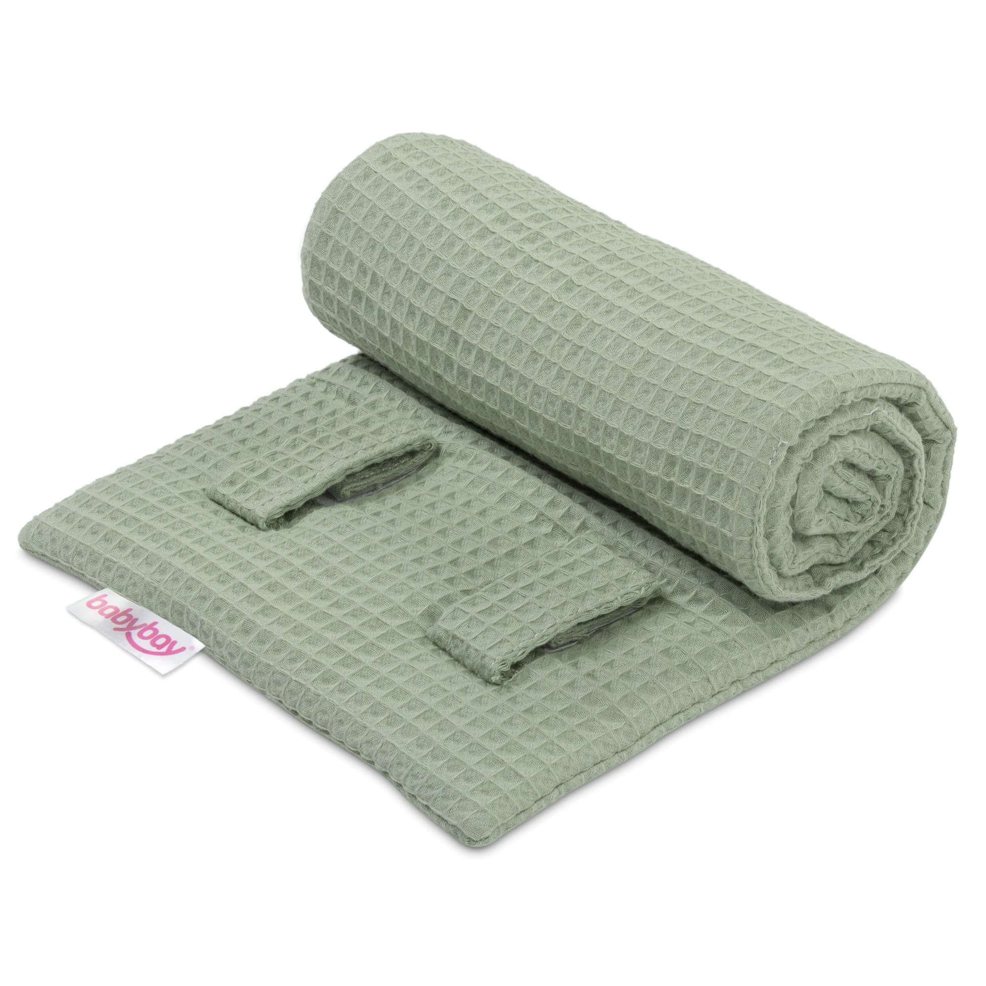 Protector de rejilla Piqué gofre con cinta verde jade