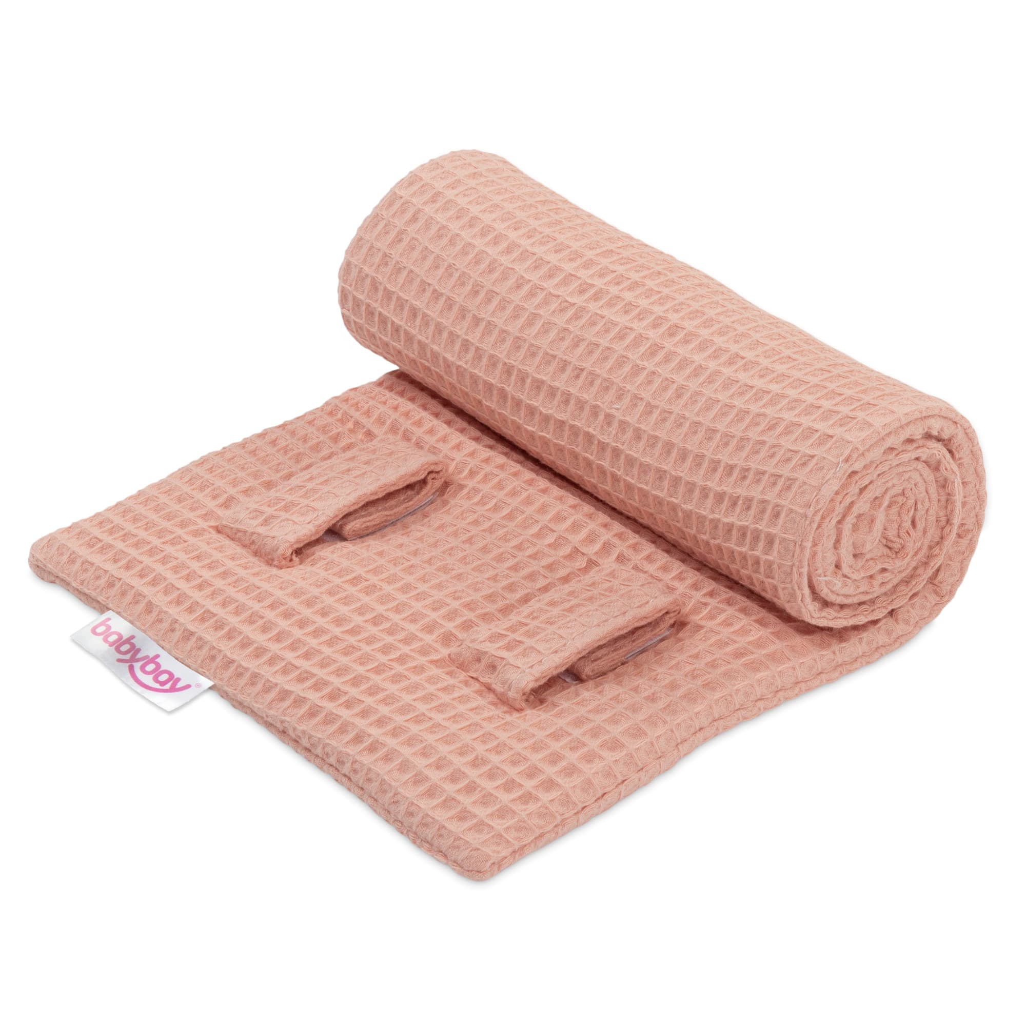 Protector de rejilla Piqué gofre con cinta albaricoque rosa