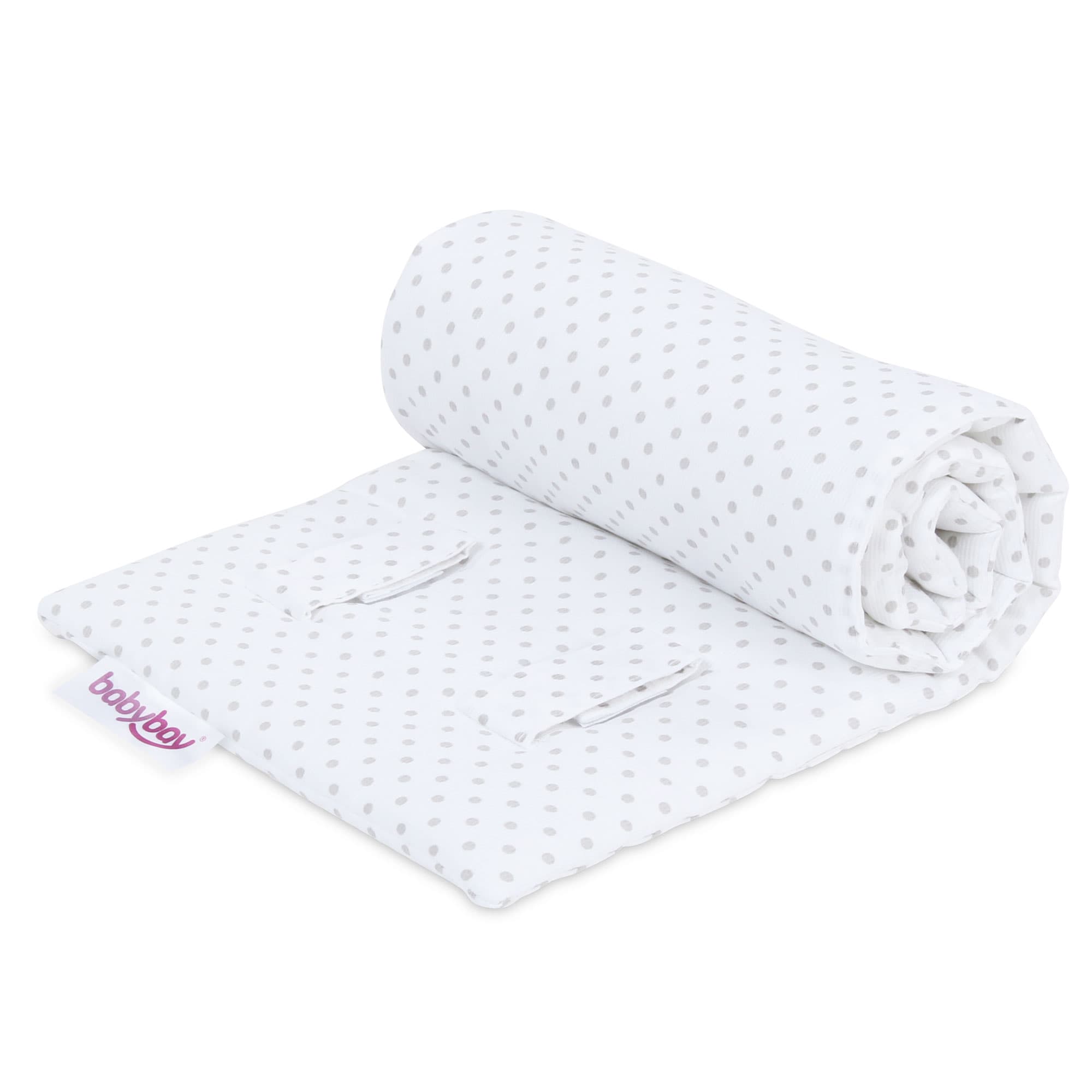 Protector de rejilla Piqué blanco puntos gris perla
