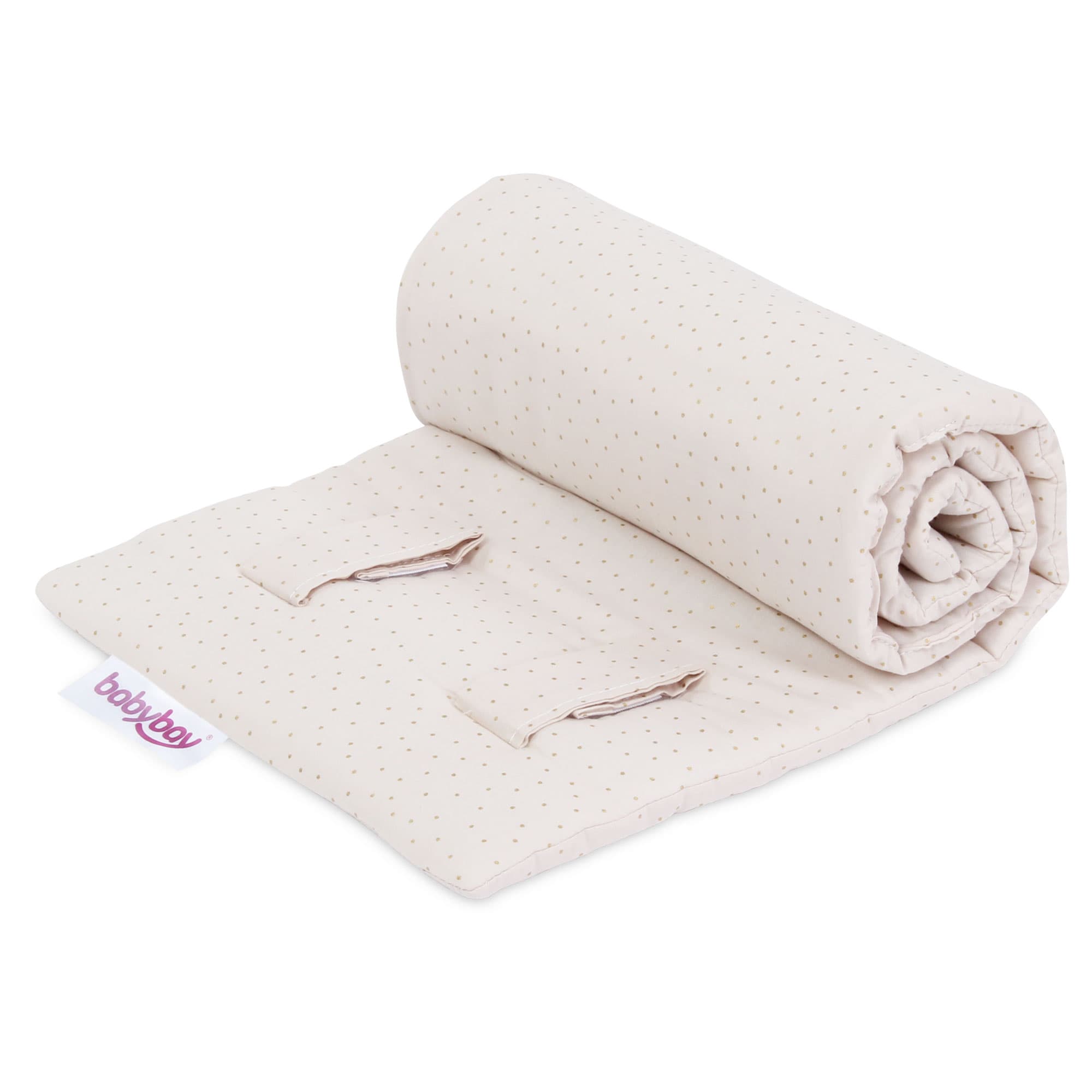 Protector de rejilla Algodón Orgánico Royal beige puntos brillantes oro