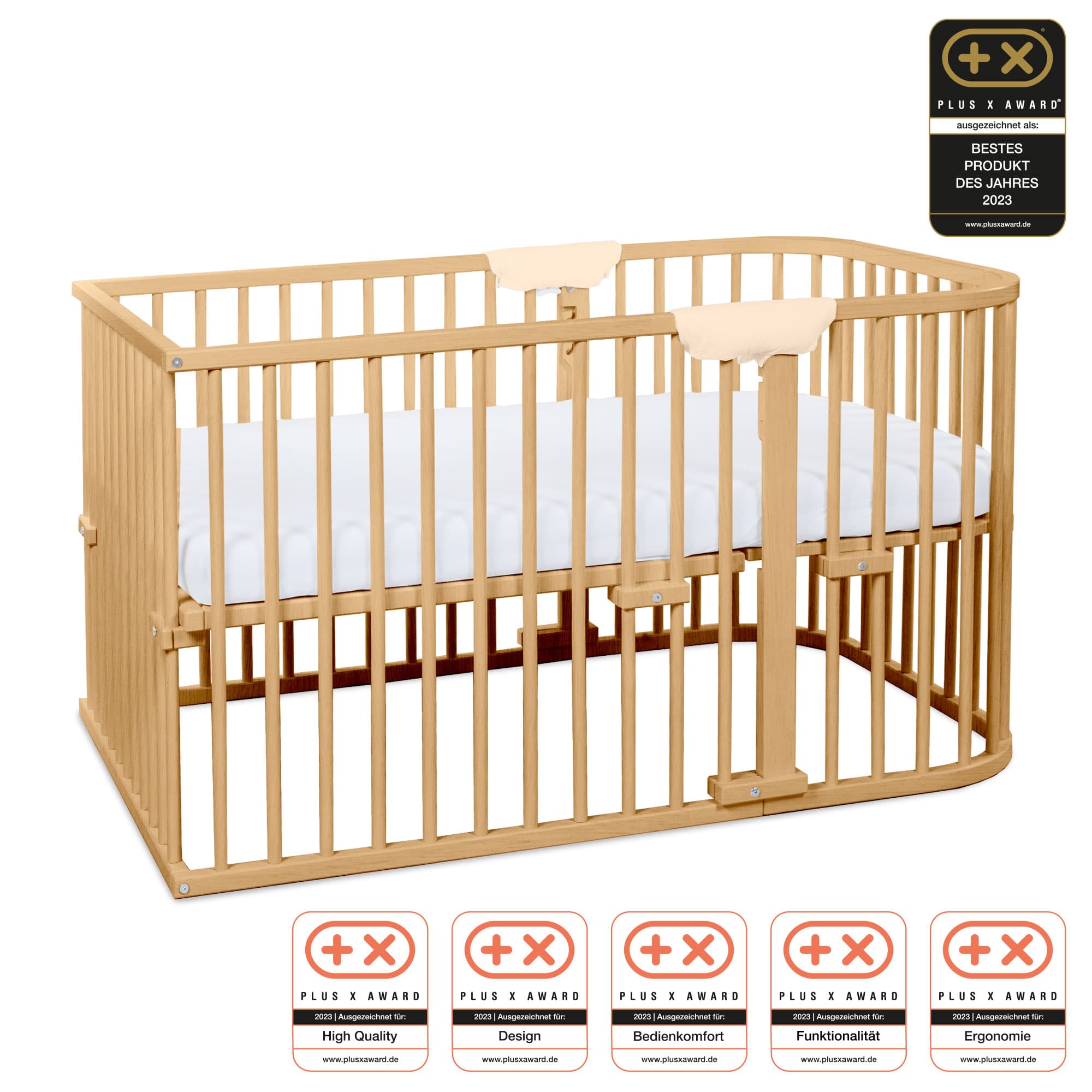 Cuna colecho babybay Maxi Comfort Plus, natural lacado en acabado natural lacado, vista principal
