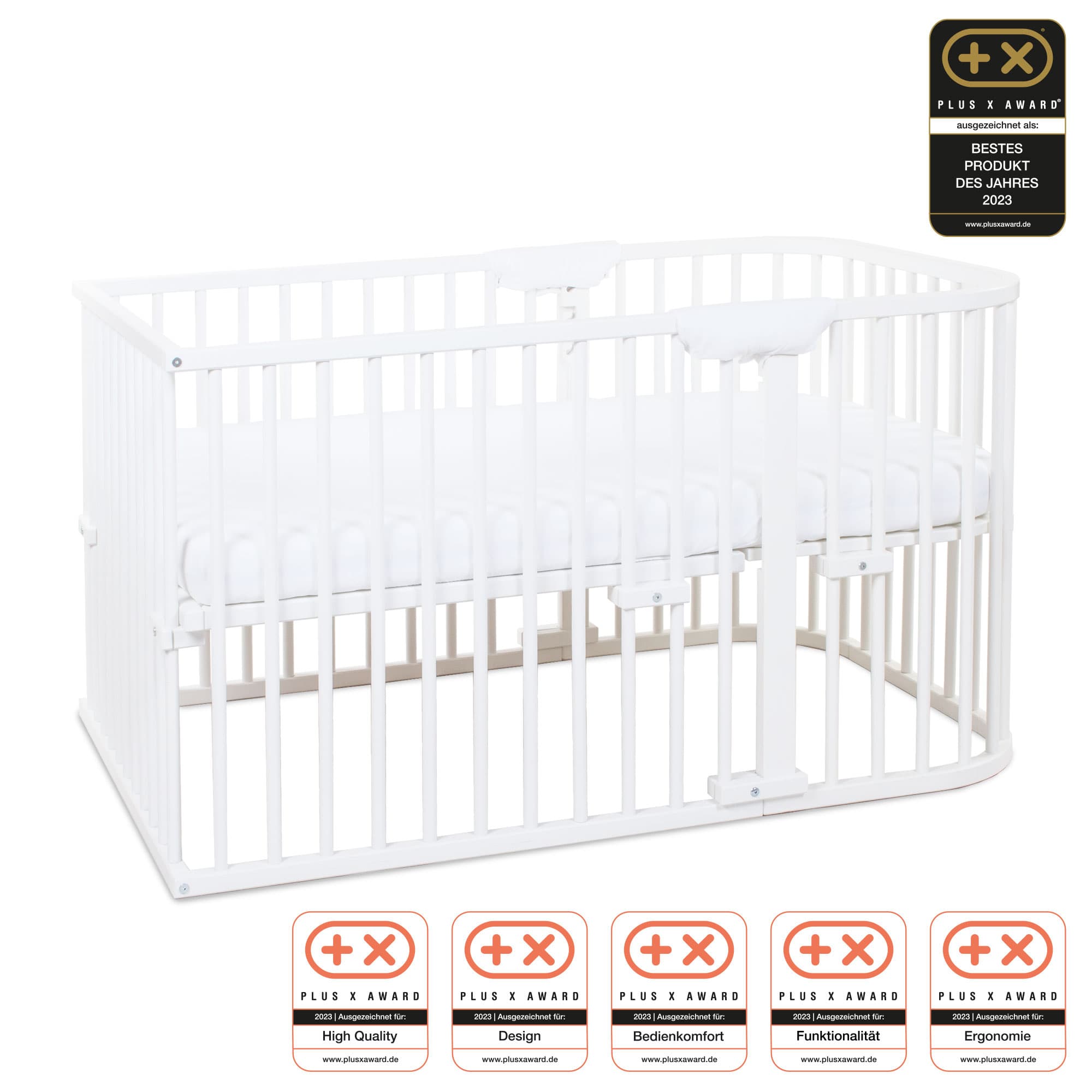 Cuna colecho babybay Maxi Comfort Plus, blanco lacado en acabado blanco lacado, vista principal