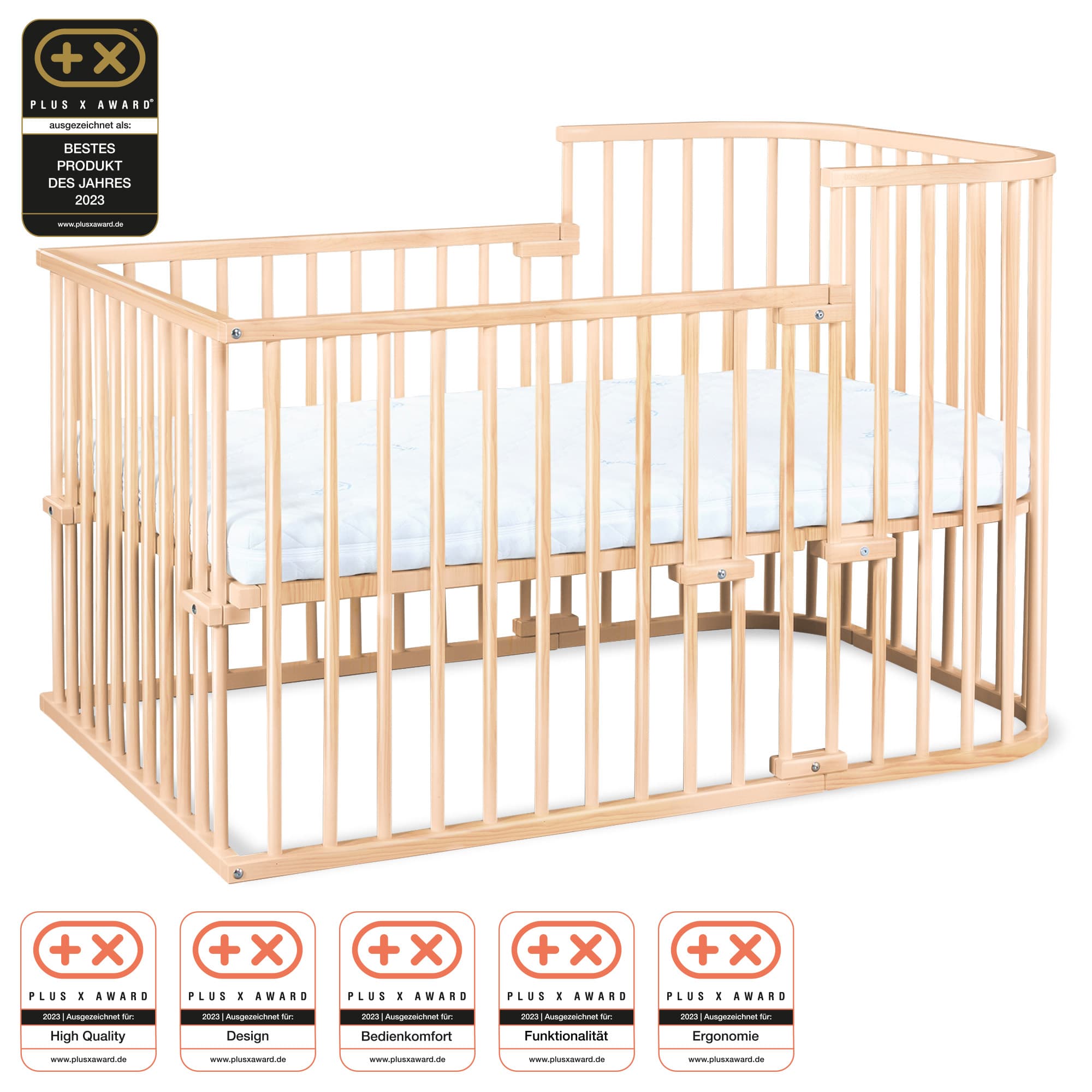 Cuna colecho babybay Boxspring, natural lacado en acabado natural lacado, vista principal