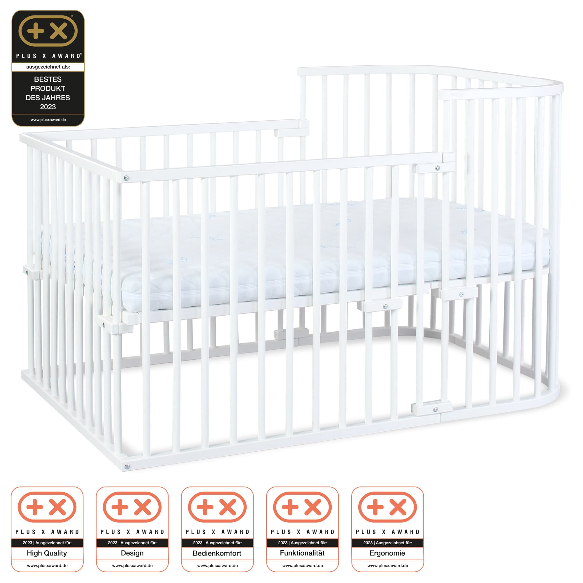 Cuna colecho babybay Boxspring, blanco lacado en acabado blanco lacado, vista principal