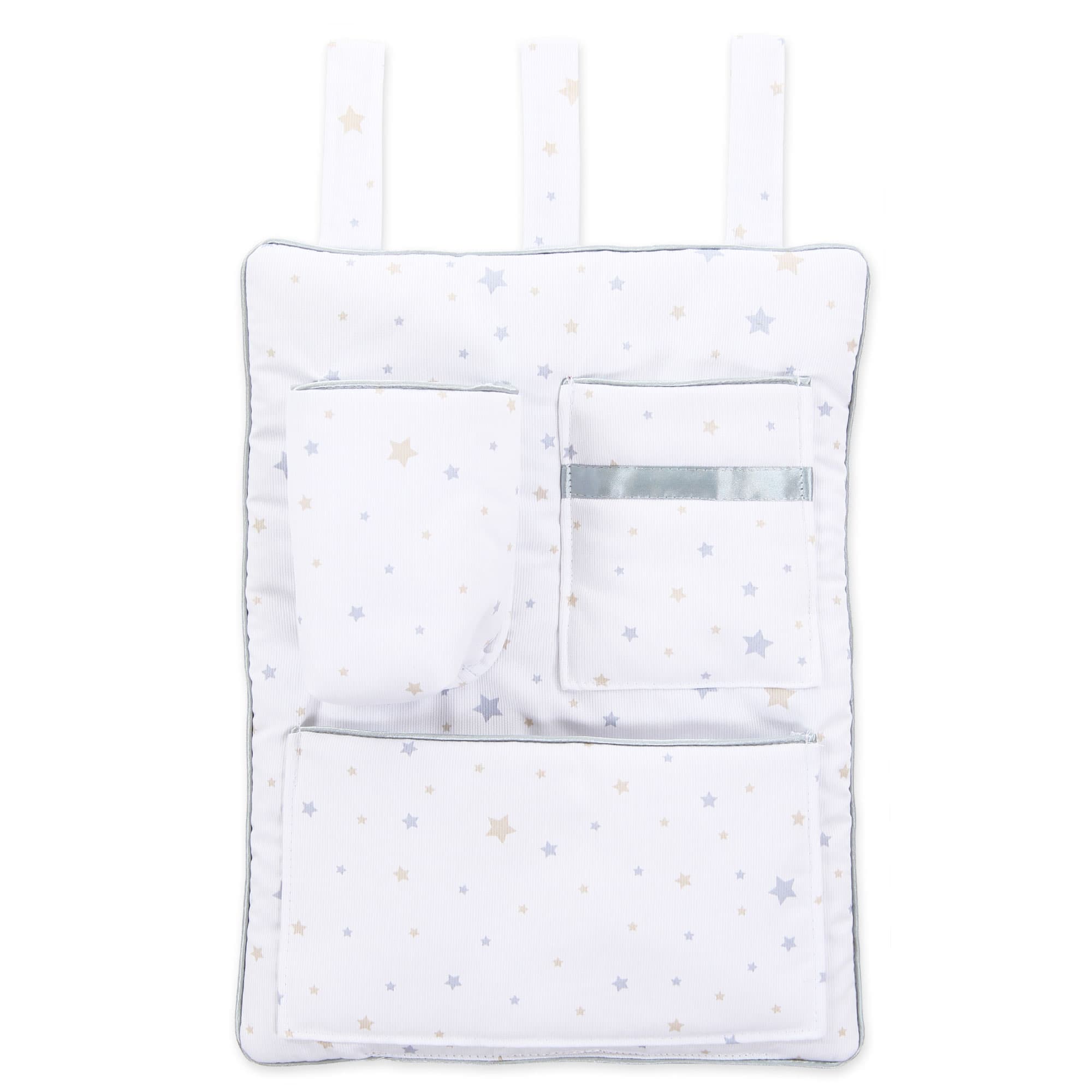 Organizador Piqué blanco estrellas variadas arena/azul
