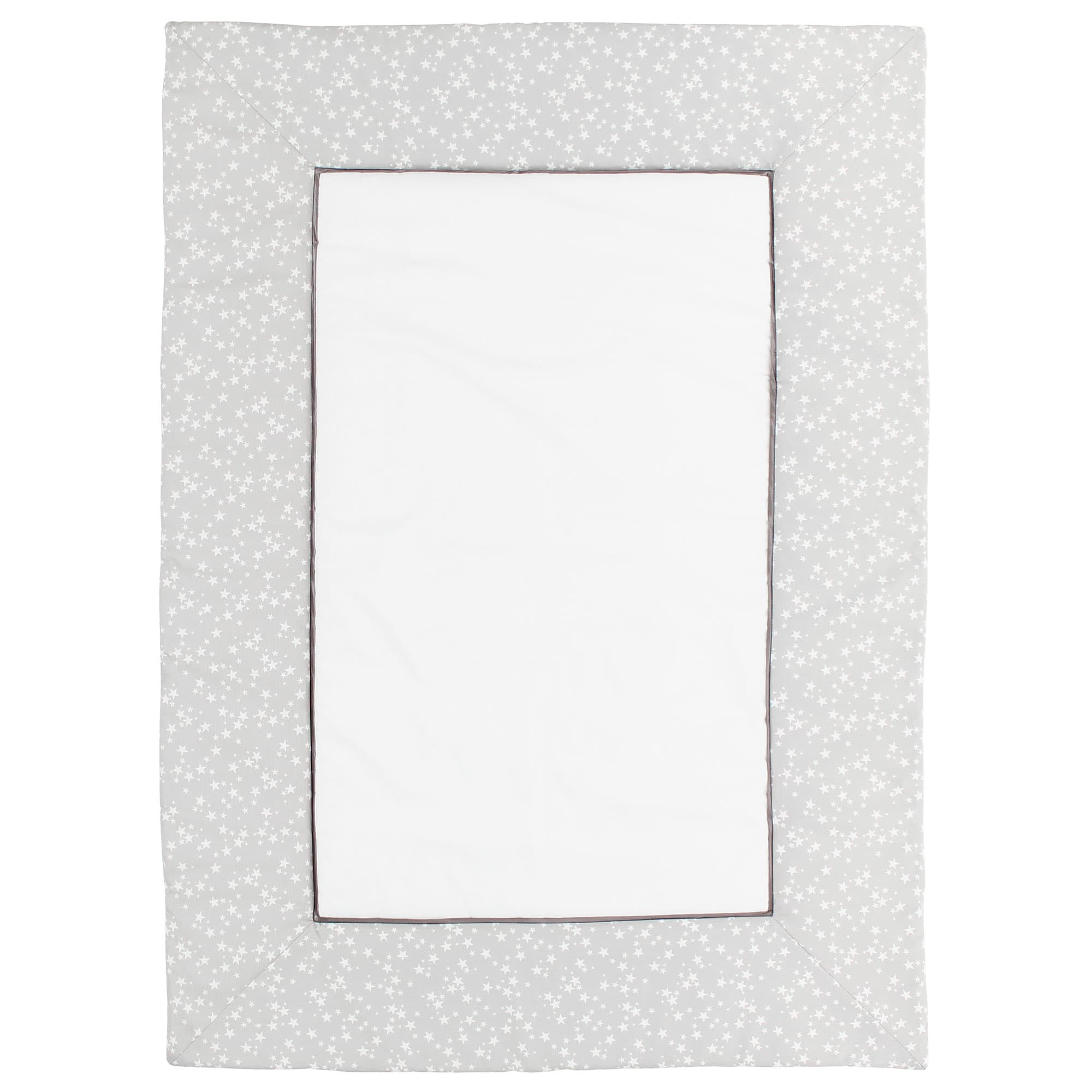 Manta de gateo Piqué blanco/gris perla estrellas blanco
