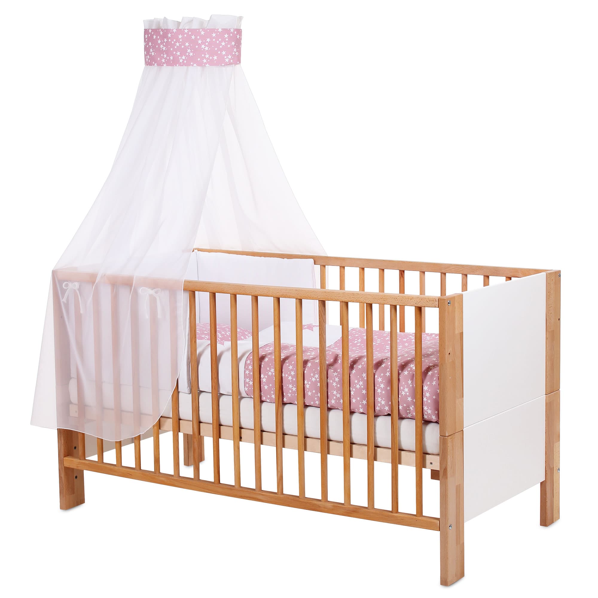 babybay Accesorio cama infantil Dosel para cama infantil Piqué y Boxspring XXL baya estrellas blanco con Applikation Stern, vista principal