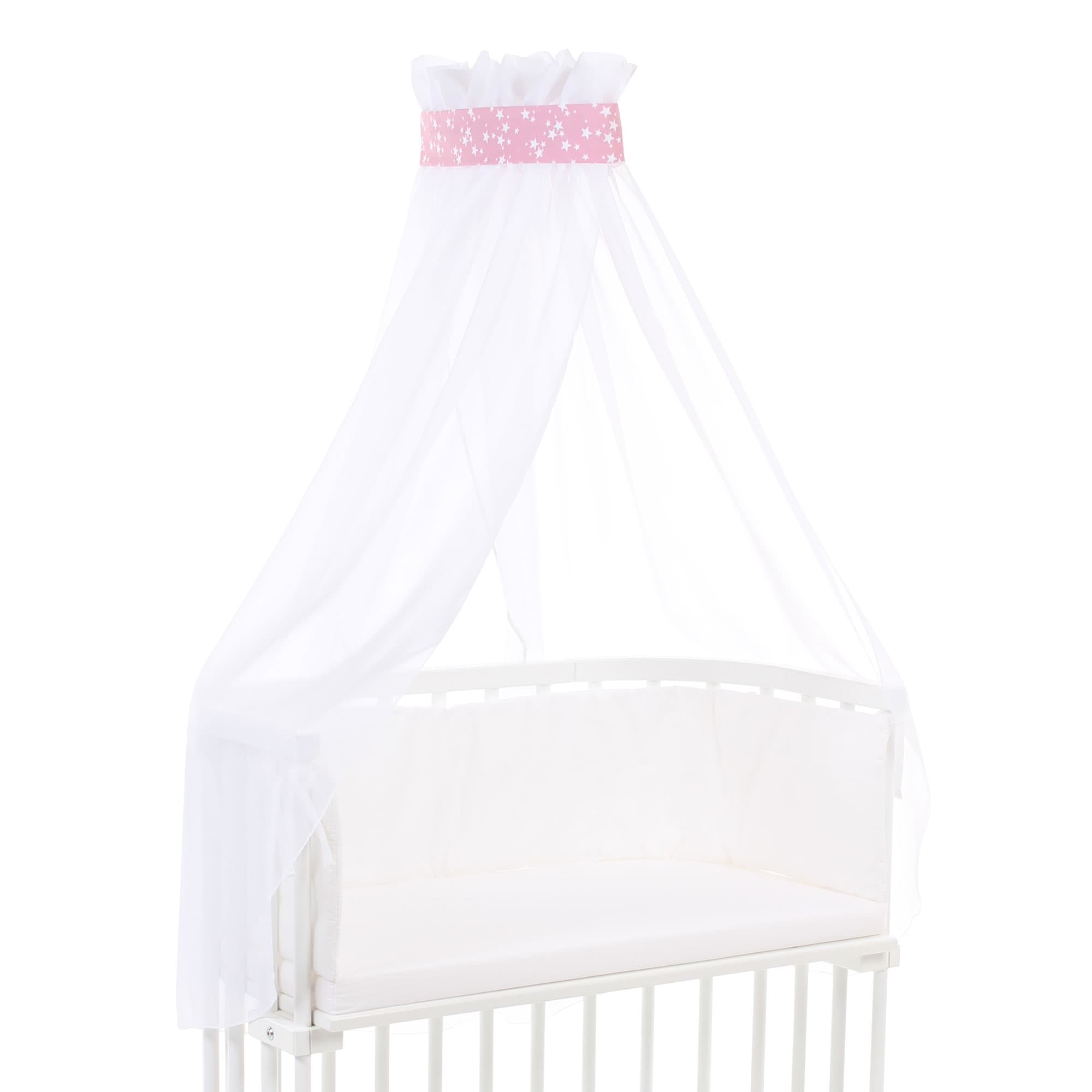 Dosel Piqué con cinta baya estrellas blanco