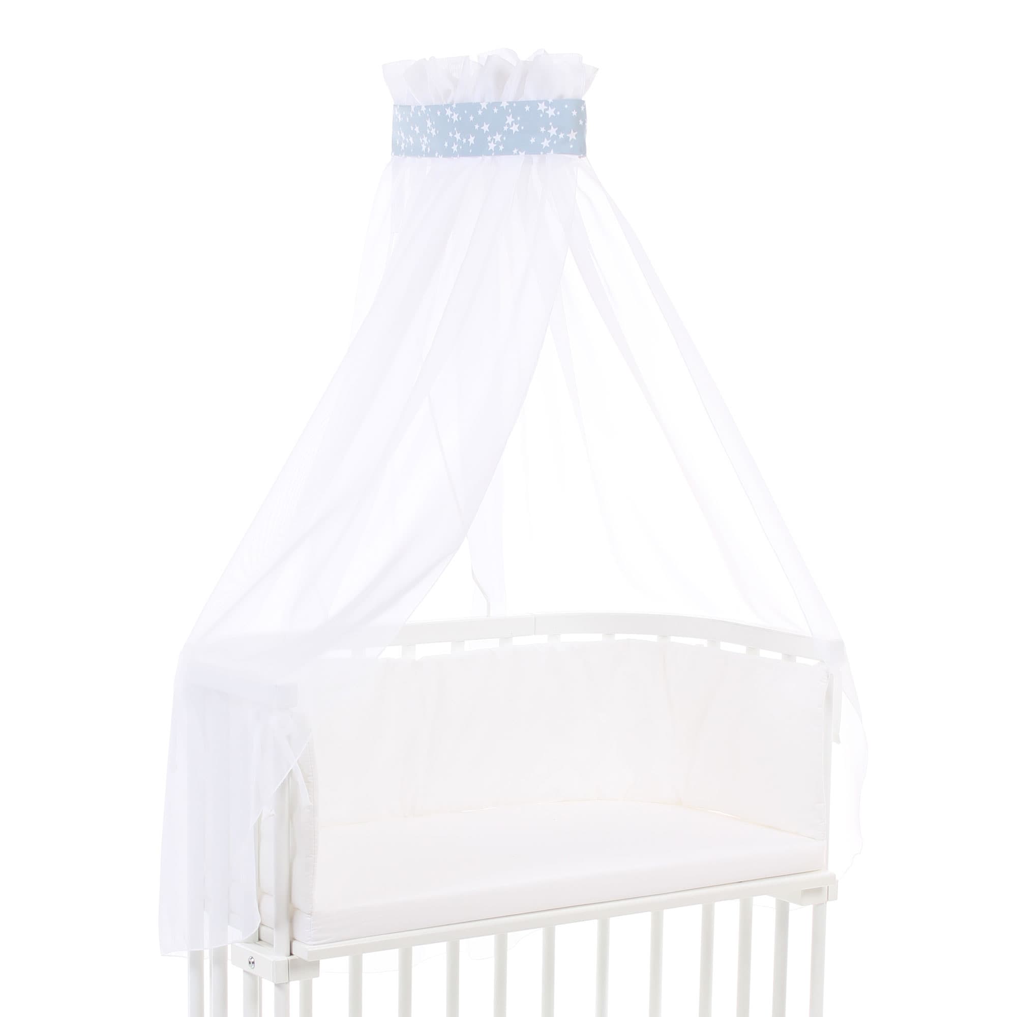 Dosel Piqué con cinta azul estrellas blanco