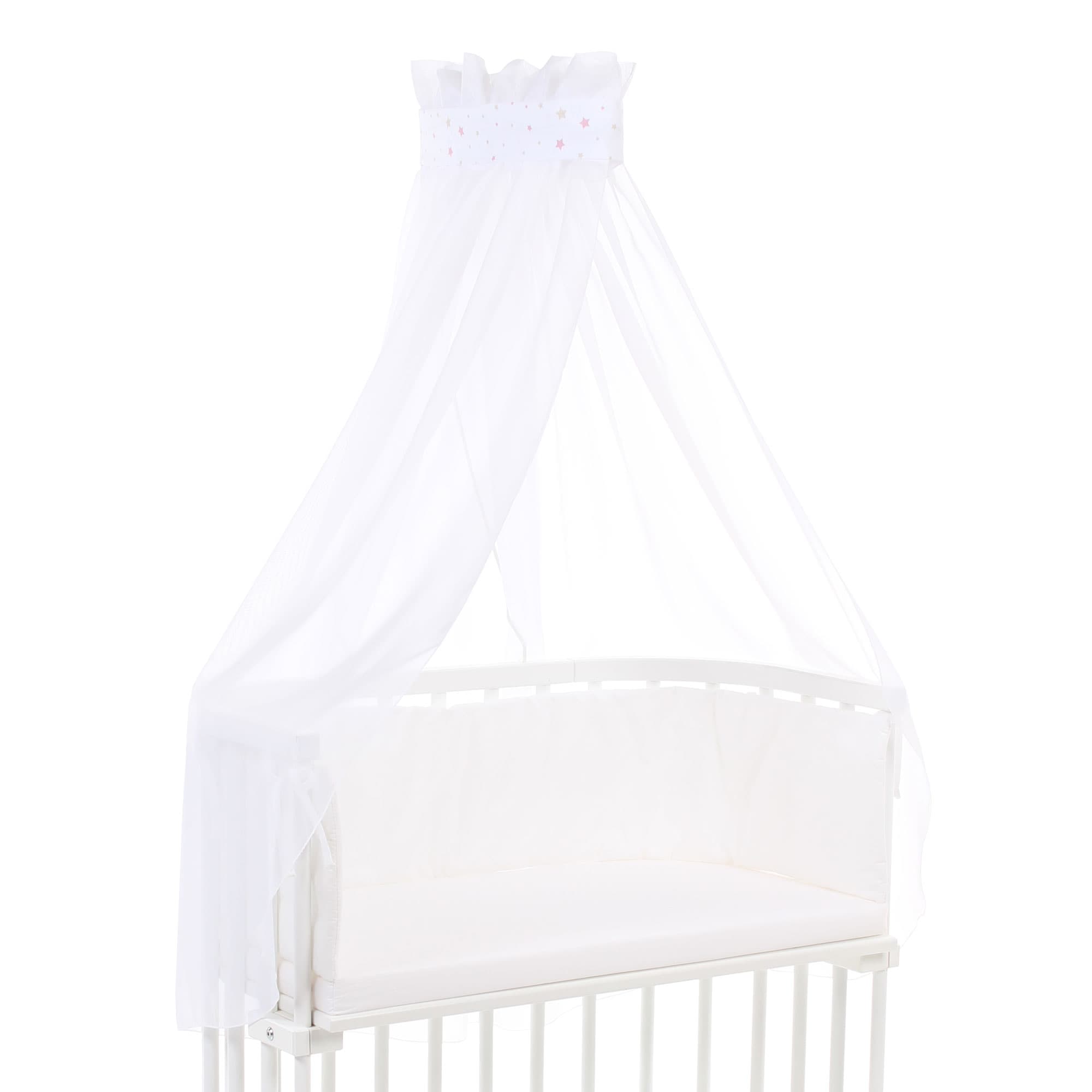 Dosel Piqué con cinta blanco estrellas variadas arena/baya