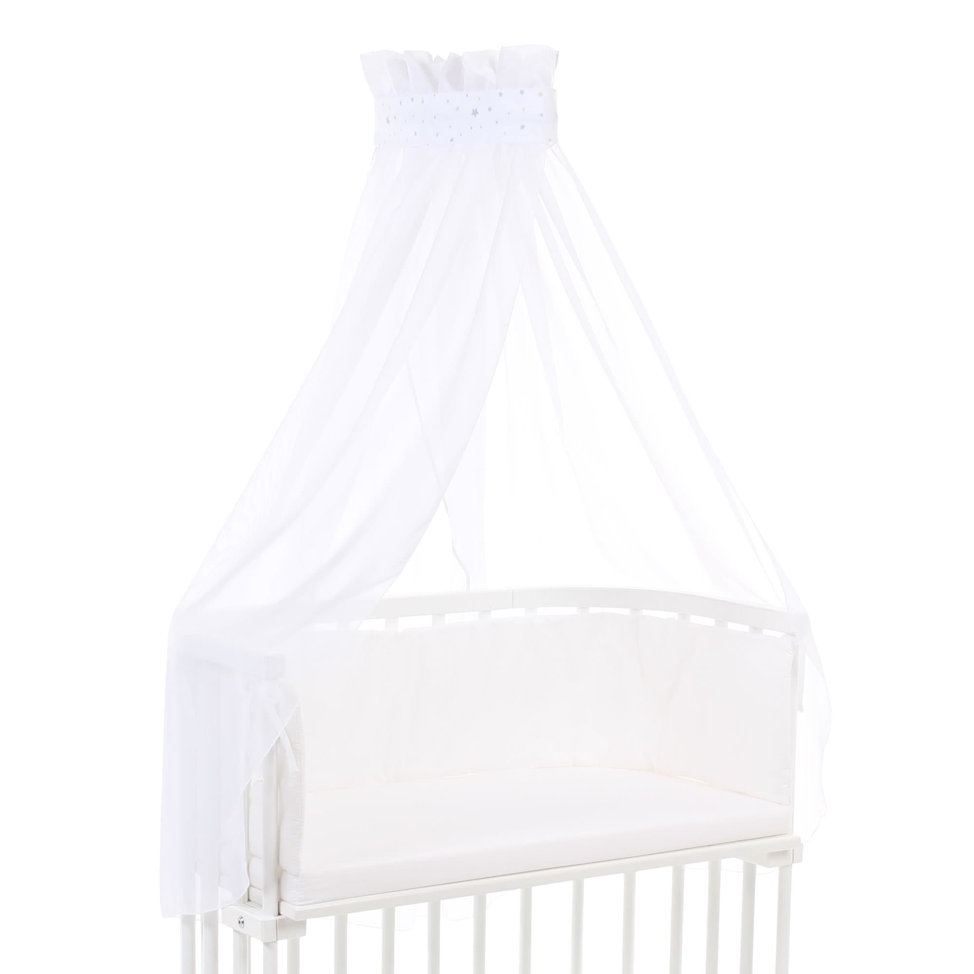 Dosel Piqué con cinta blanco estrellas variadas arena/azul
