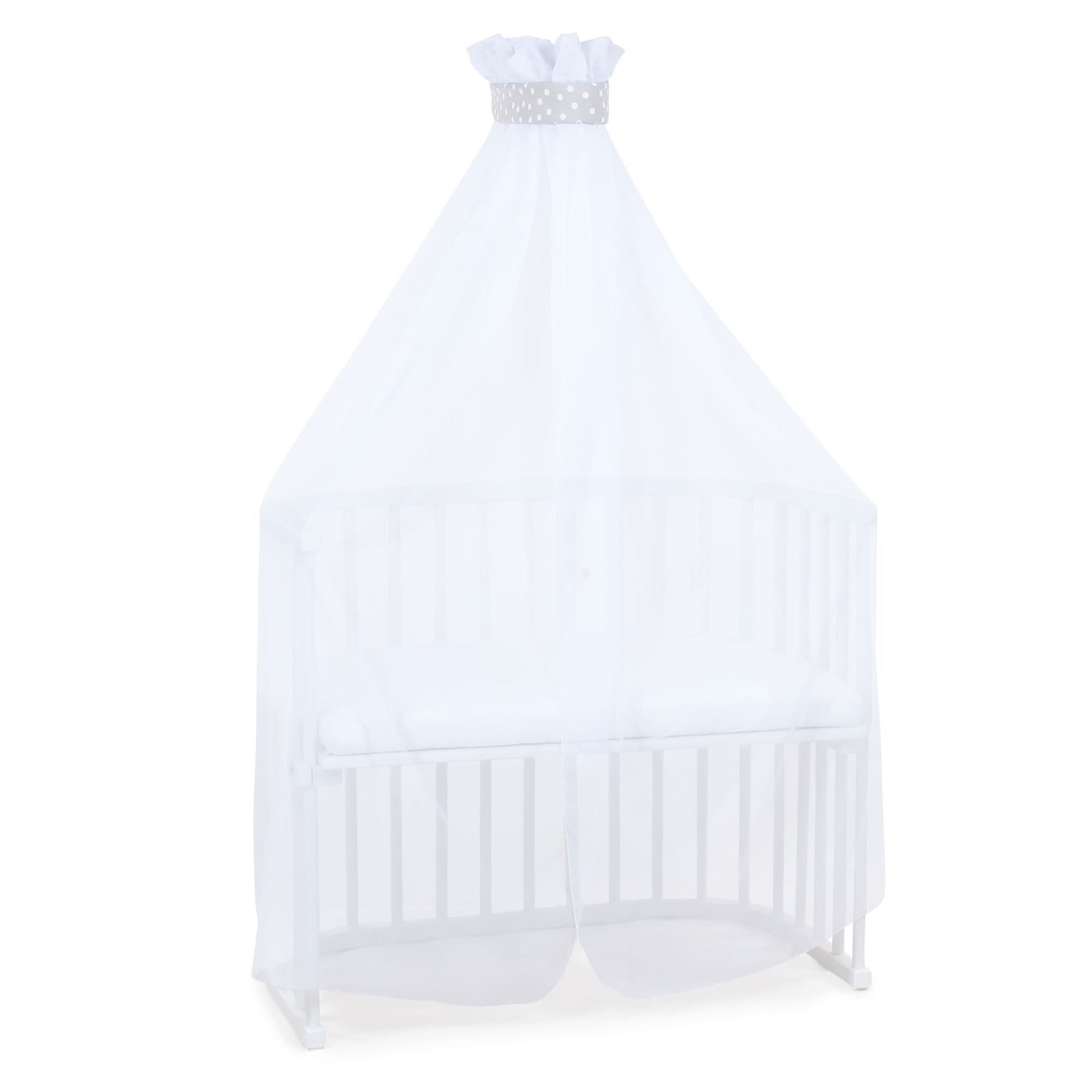 Mosquitera y dosel gris perla puntos blanco