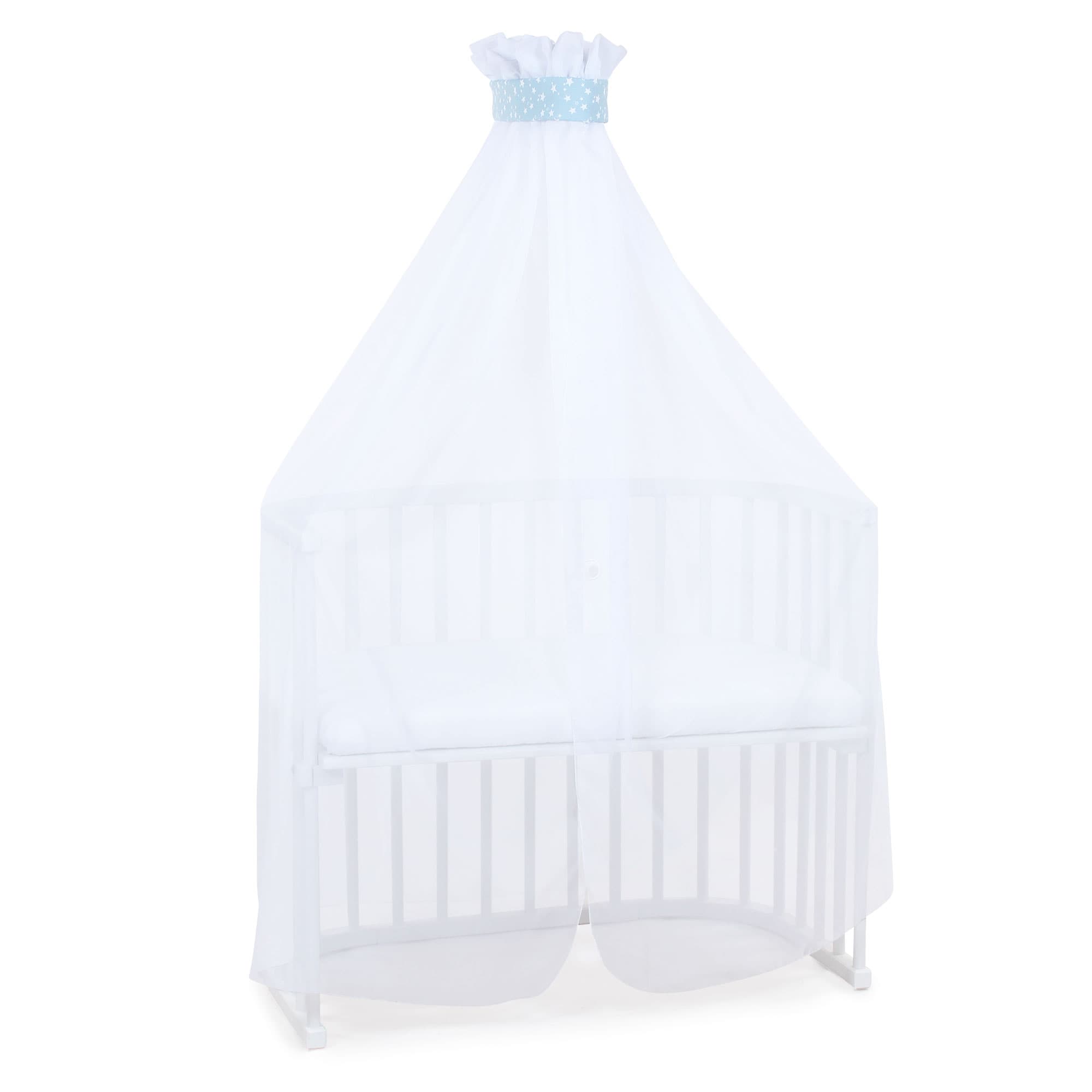 Mosquitera y dosel azul estrellas blanco