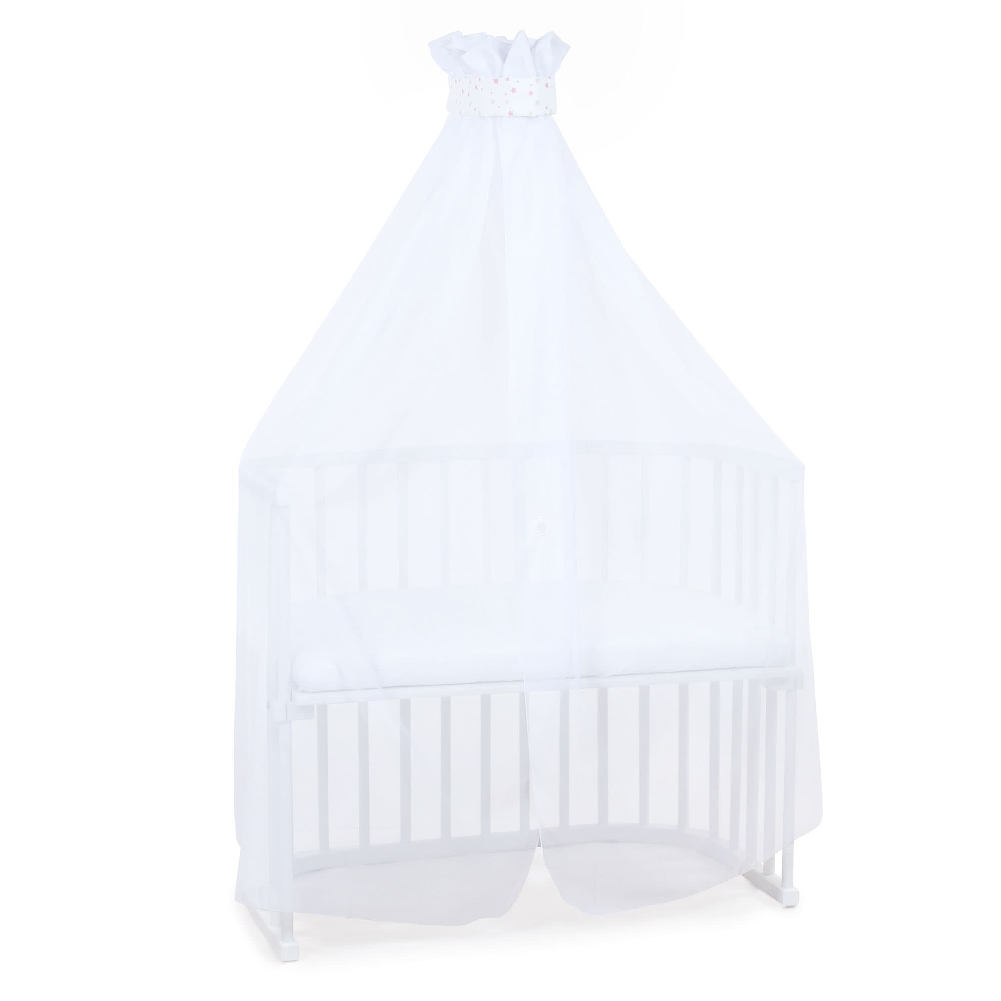 Mosquitera y dosel blanco estrellas variadas arena/baya