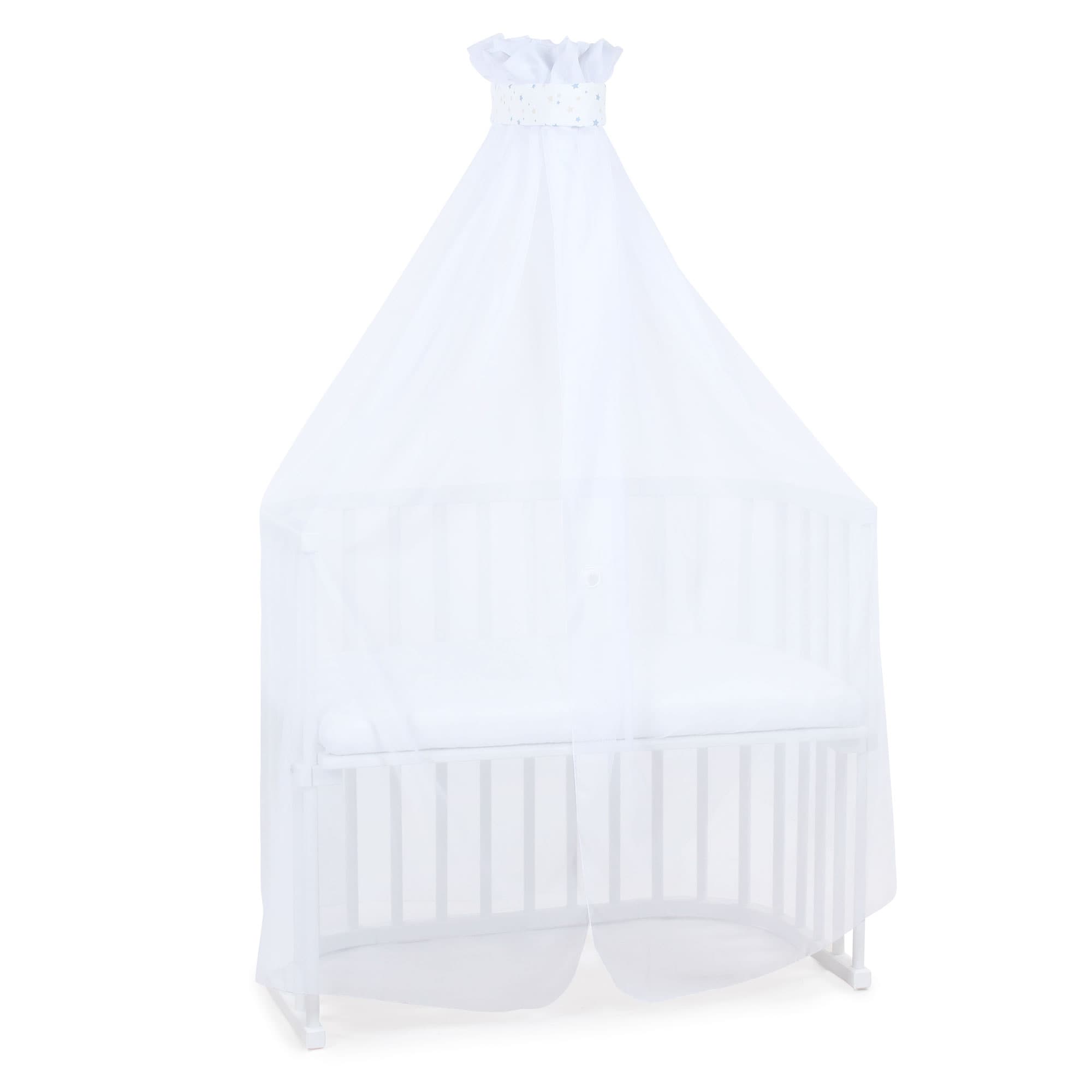 Mosquitera y dosel blanco estrellas variadas arena/azul
