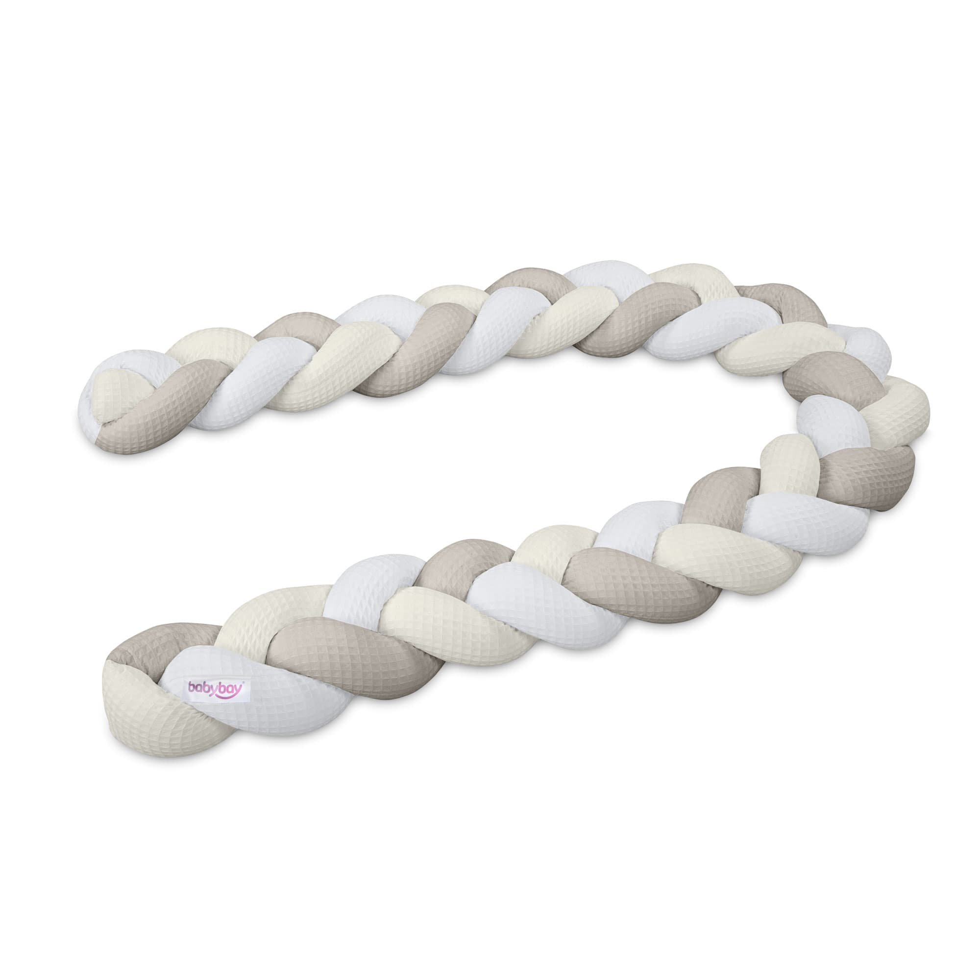 Serpiente de nido Piqué gofre trenzado blanco/marfil/gris claro 180 cm