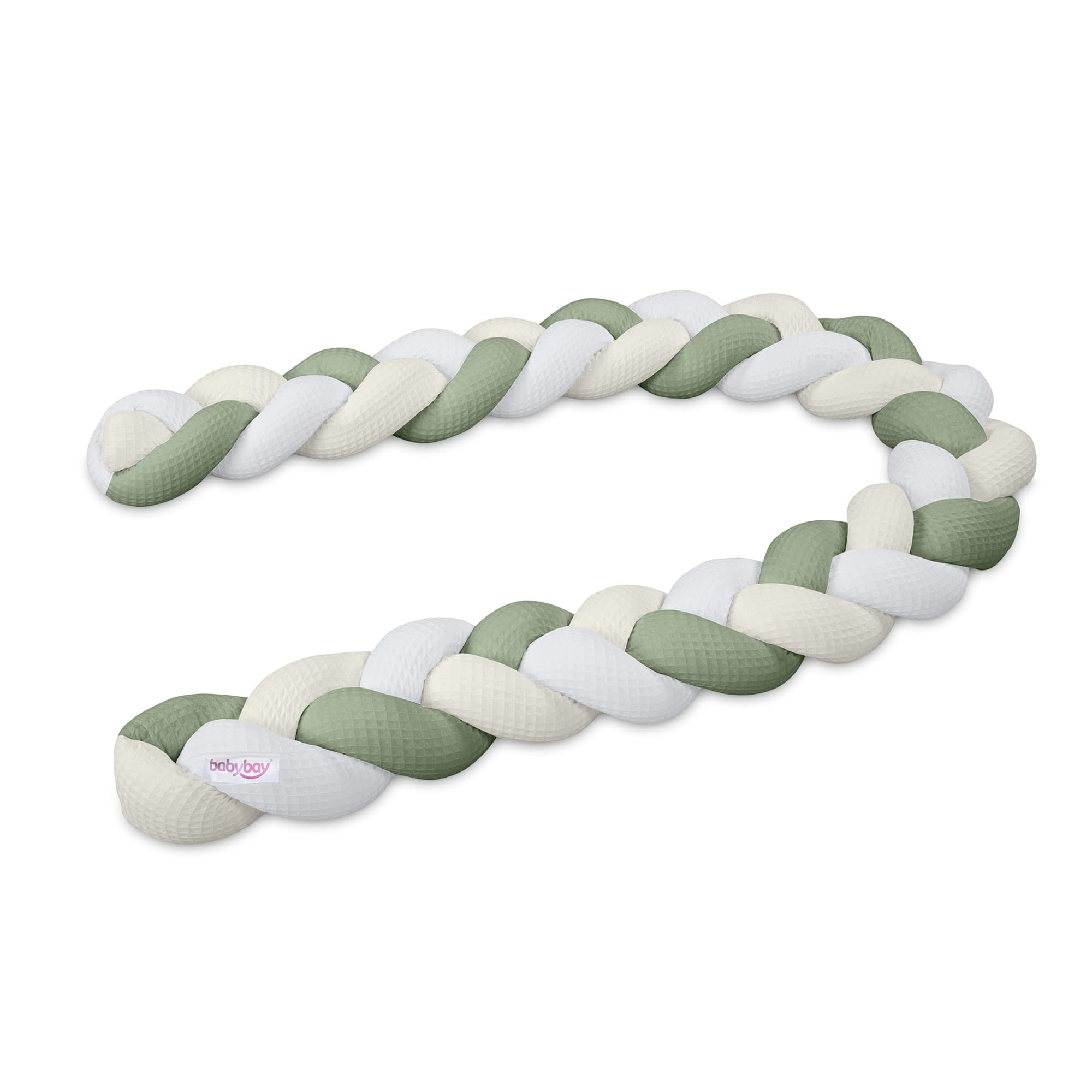 Serpiente de nido Piqué gofre trenzado blanco/marfil/verde jade 280 cm
