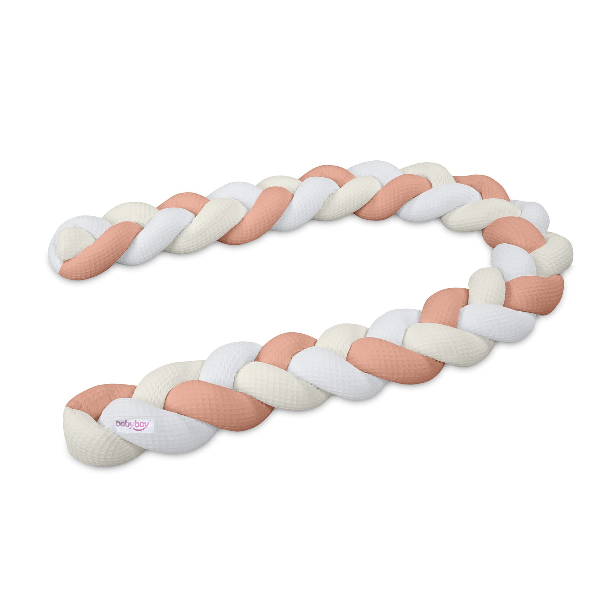 Serpiente de nido Piqué gofre trenzado blanco/marfil/albaricoque rosa 180 cm