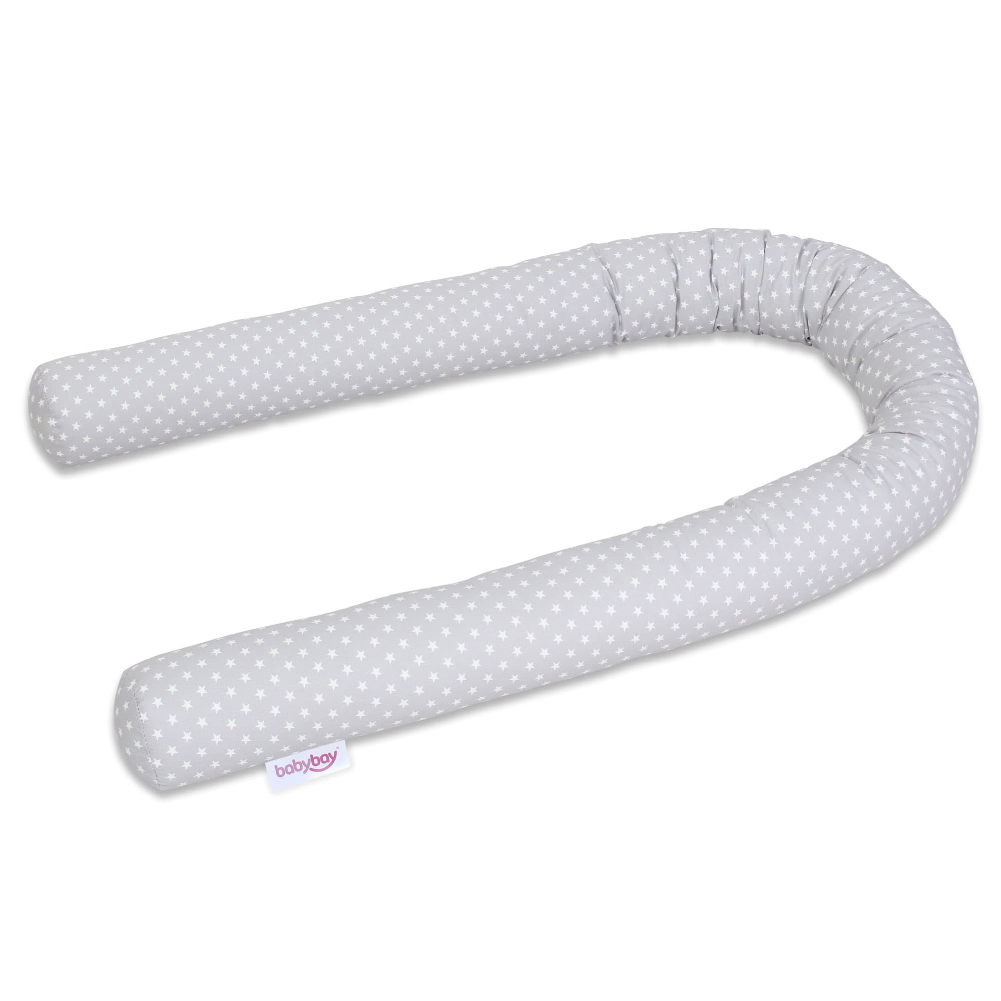 Serpiente de nido Algodón Orgánico gris claro estrellas blanco 180cm