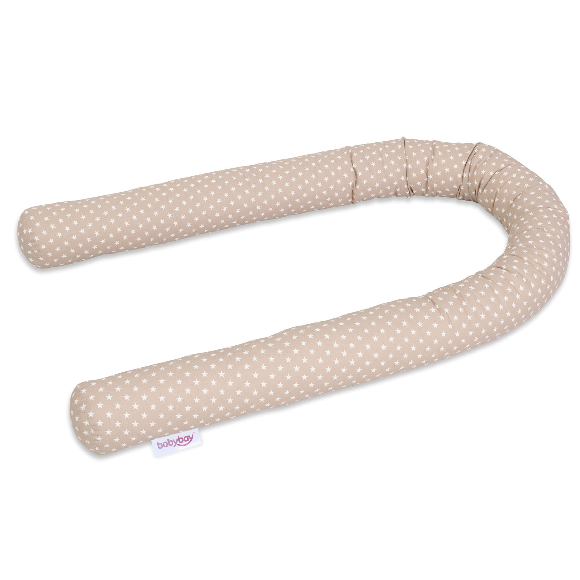 Serpiente de nido Algodón Orgánico marrón claro estrellas blanco 180cm