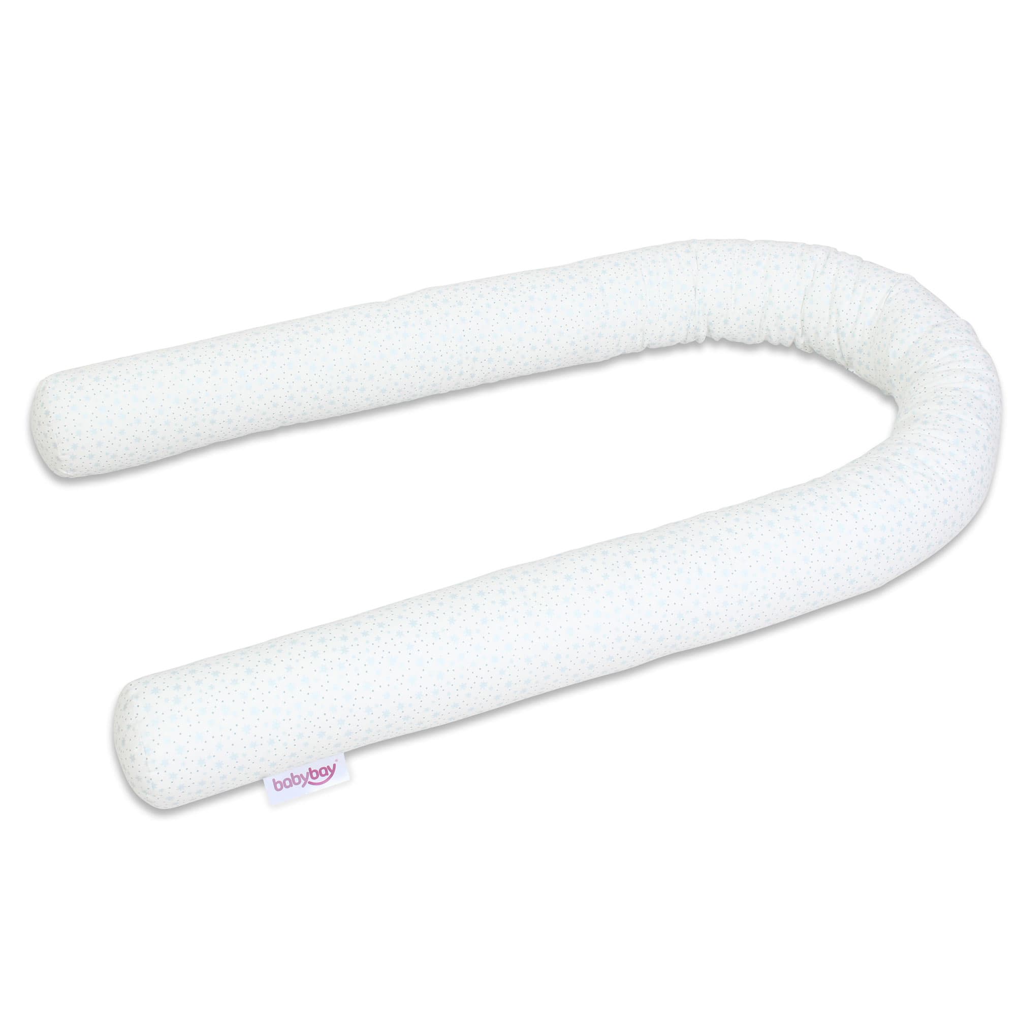 Serpiente de nido Algodón Orgánico blanco estrellas brillantes azul diamante 180cm