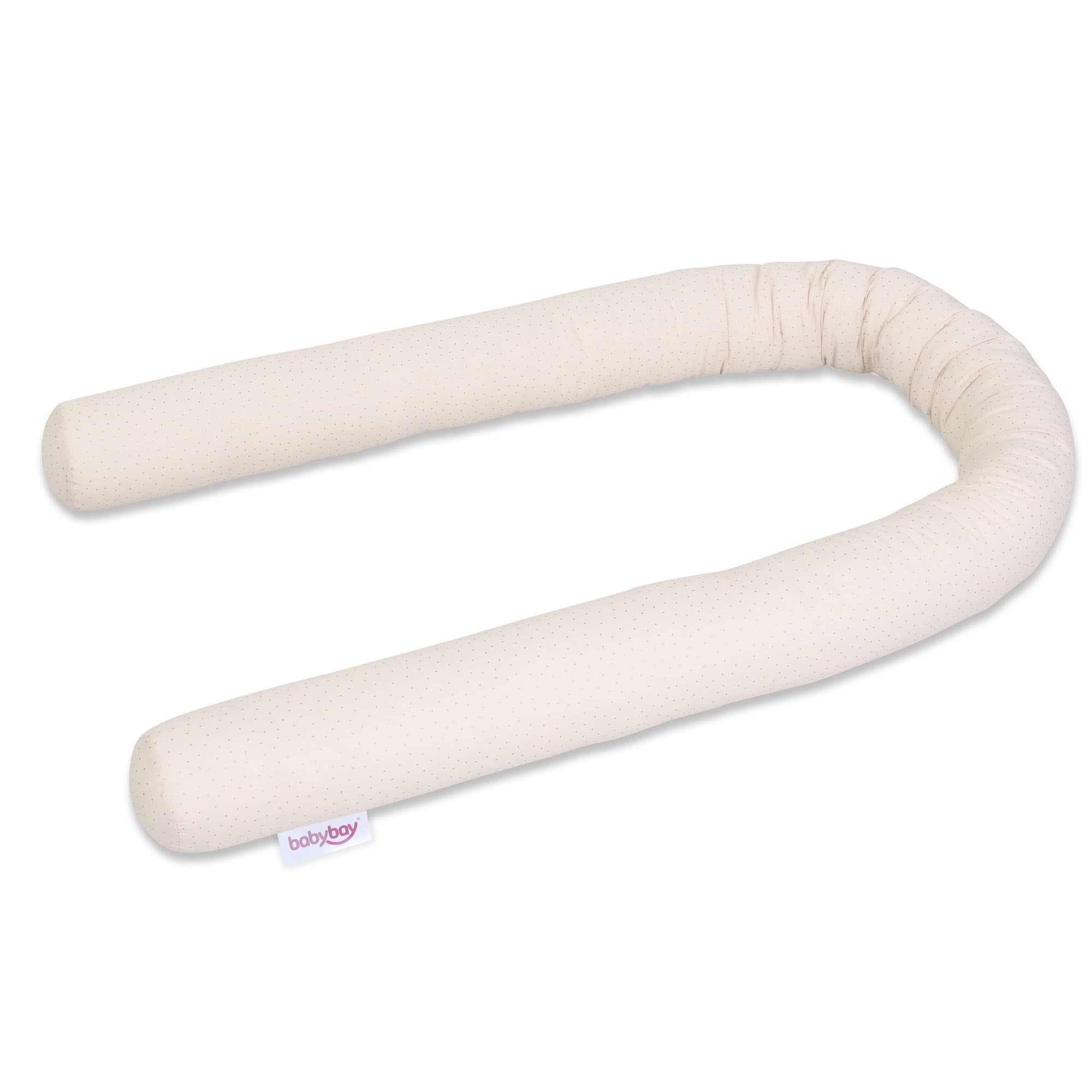 Serpiente de nido Algodón Orgánico Royal beige puntos brillantes oro 180cm