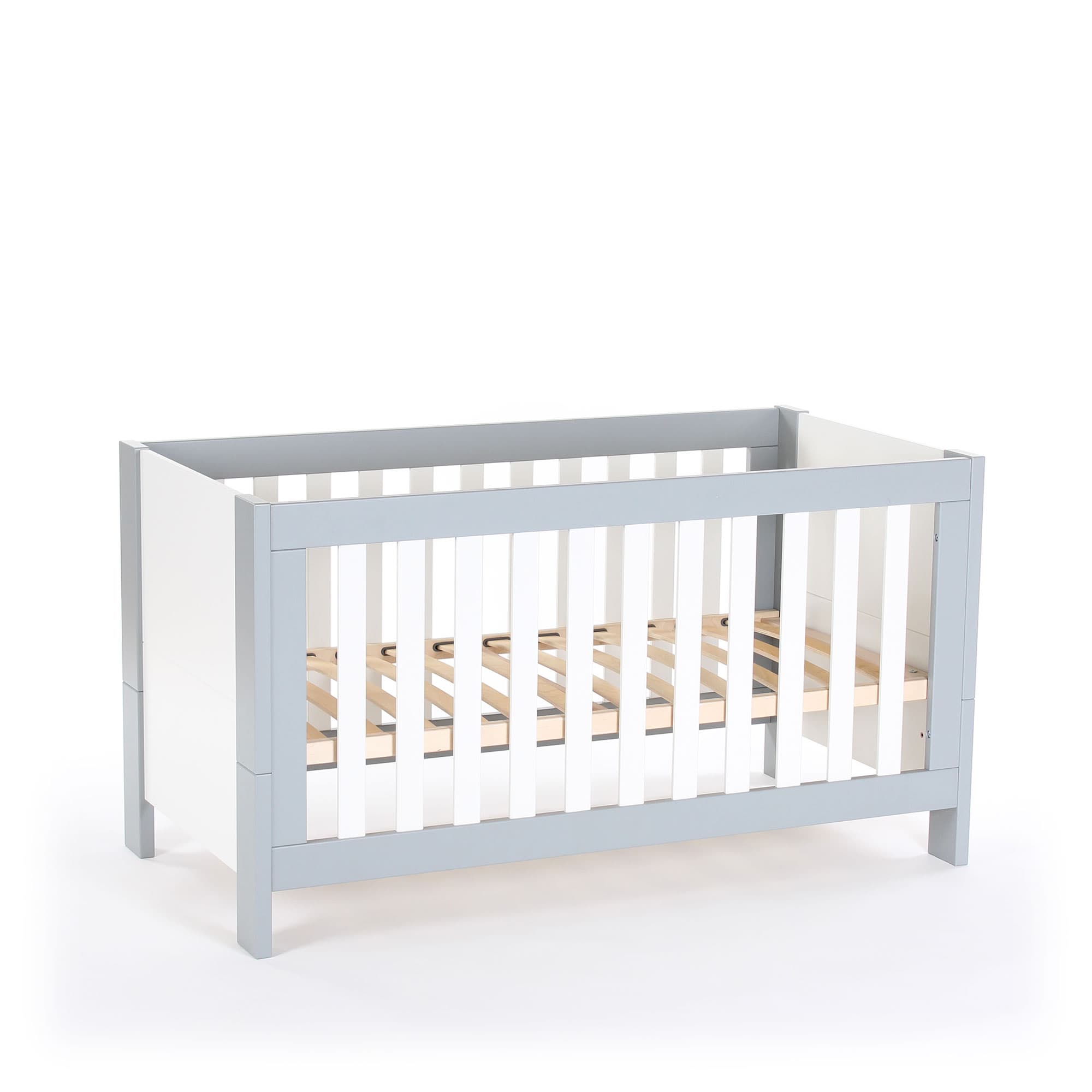 Cuna colecho babybay Cama infantil, de bebé y colecho All in One 70x140 con somier, gris claro/blanco lacado en acabado blanco lacado, vista principal